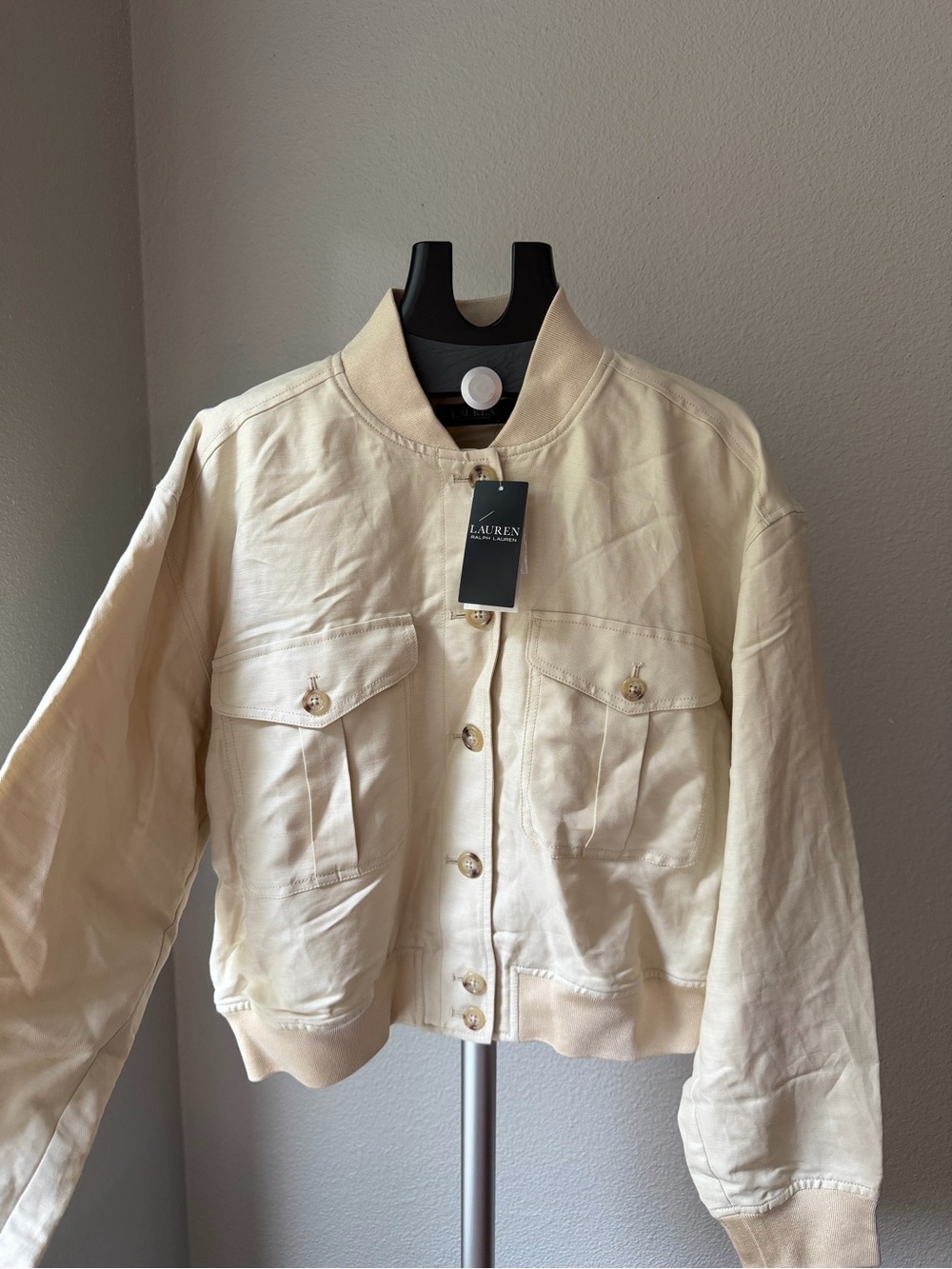 NWT Lauren Ralph Lauren Women's Linen-Blend Bomber Jacket